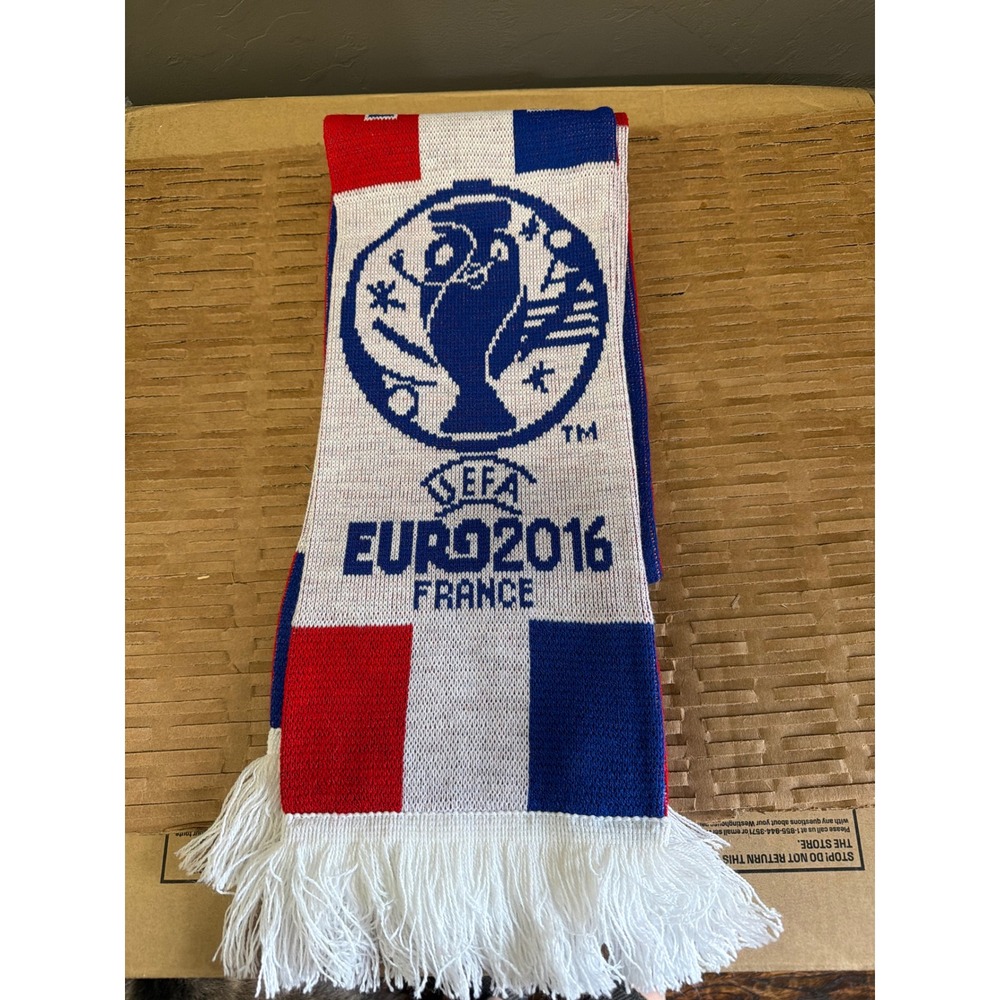 UEFA Euro 2016 France Official Soccer Scarf Red White Blue Knit Fan Gear